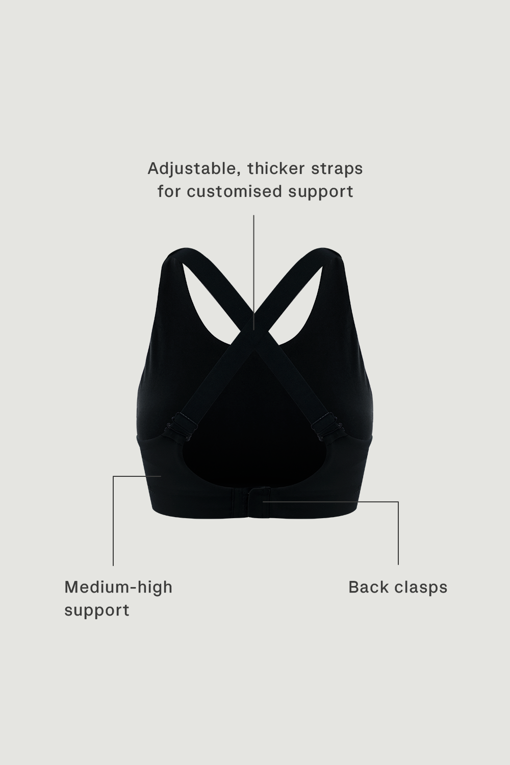 Clasp Bra (High Neck) in Black Sesame