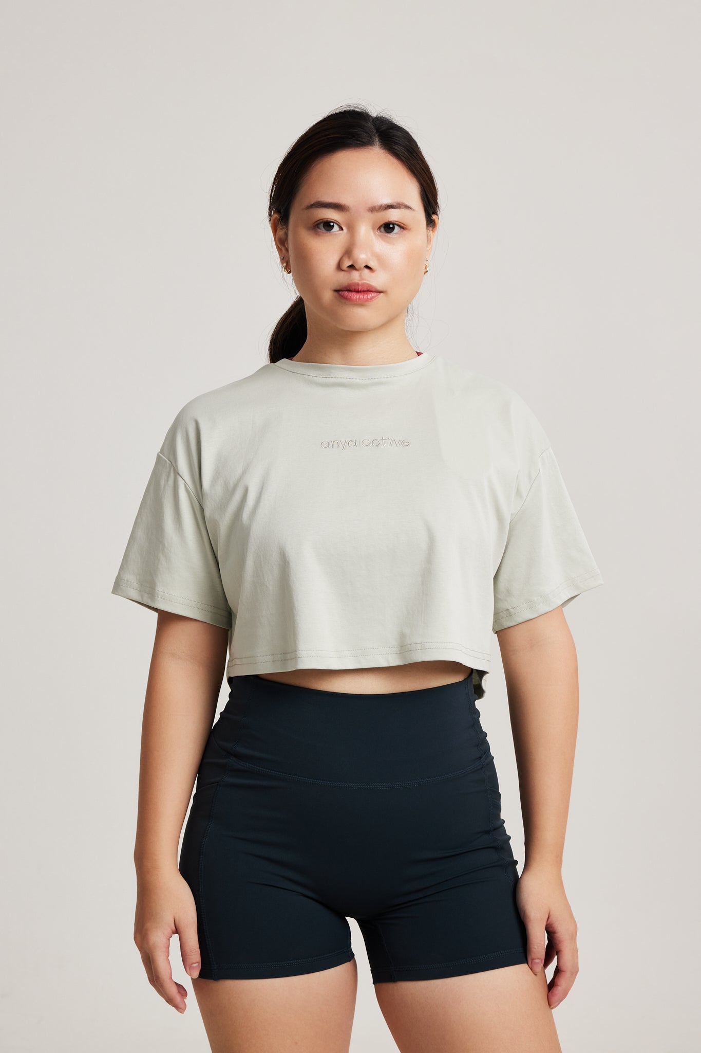 Oversized Crop Tee in Slate